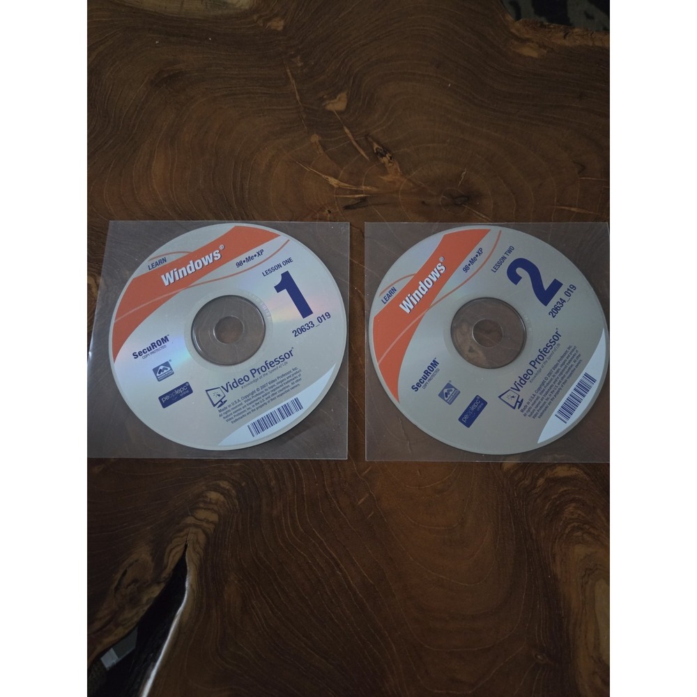 Video Professor Learn Windows 98 Me XP Training CDs Lesson 1 & 2 Set PC Tutorial